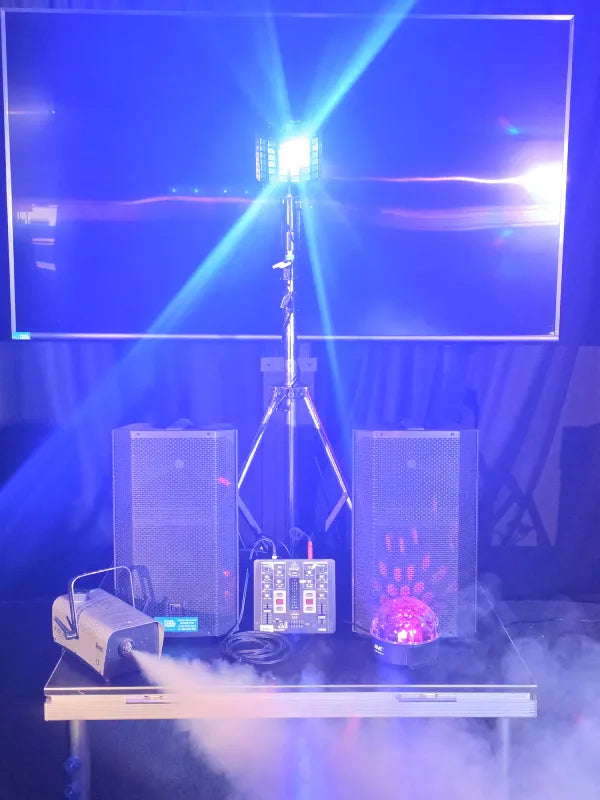 DIY-DJ Speaker & Lighting Party Package, full setup with lighting and effects