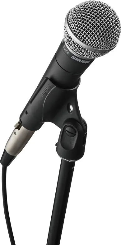 Shure SM58 Dynamic Handheld Vocal Microphone on microphone stand