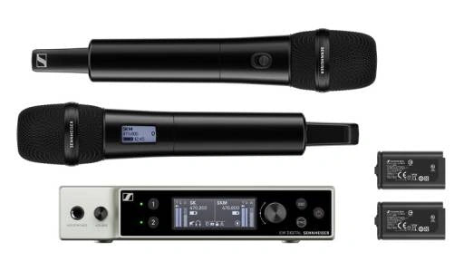 Sennheiser EW-DX Wireless Microphone System with dual handheld microphones and receiver