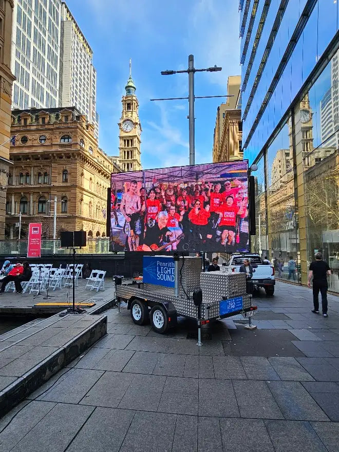 3.84m LED trailer screen at a city event