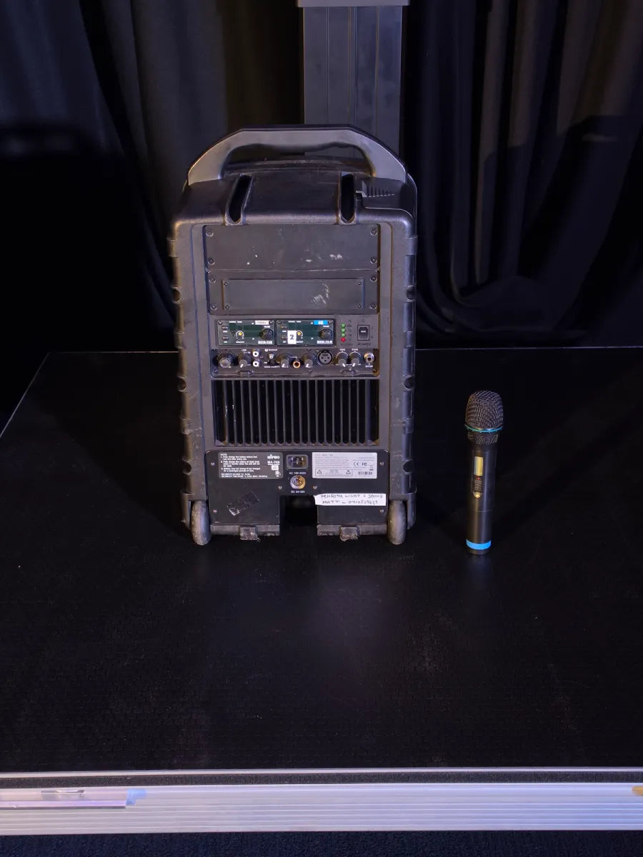 Mipro MA708PA Battery Operated PA System with Wireless Microphone – rear controls
