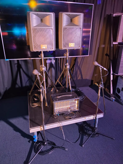 Dual Speaker & Mixer PA System Package – complete setup
